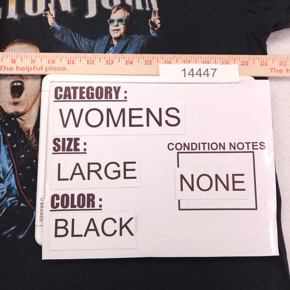 Elton John Rocket Man Band Graphic Crew Neck T Shirt Womens Size Large L Black - Picture 7 of 9